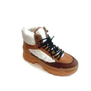 Greats Brooklyn Womens 7.5 Lace Up Suede Platform Hiking Boots Brown Colorblock